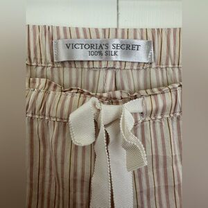 Vintage 2005 Victoria’s Secret 100% Silk Satin Shorts Pink Heritage Stripes L